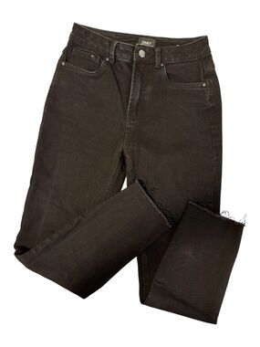 ONLY Black Straight Leg Jeans Women’s 28x27 Stretch Denim Raw Hem